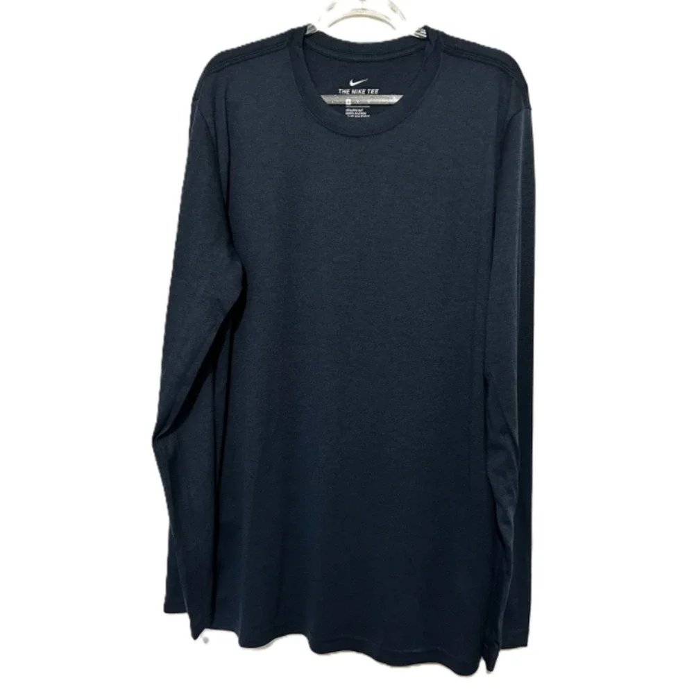 Nike Sportswear Mens Athletic Fit Long Sleeve T-Shirt Navy Blue Medium